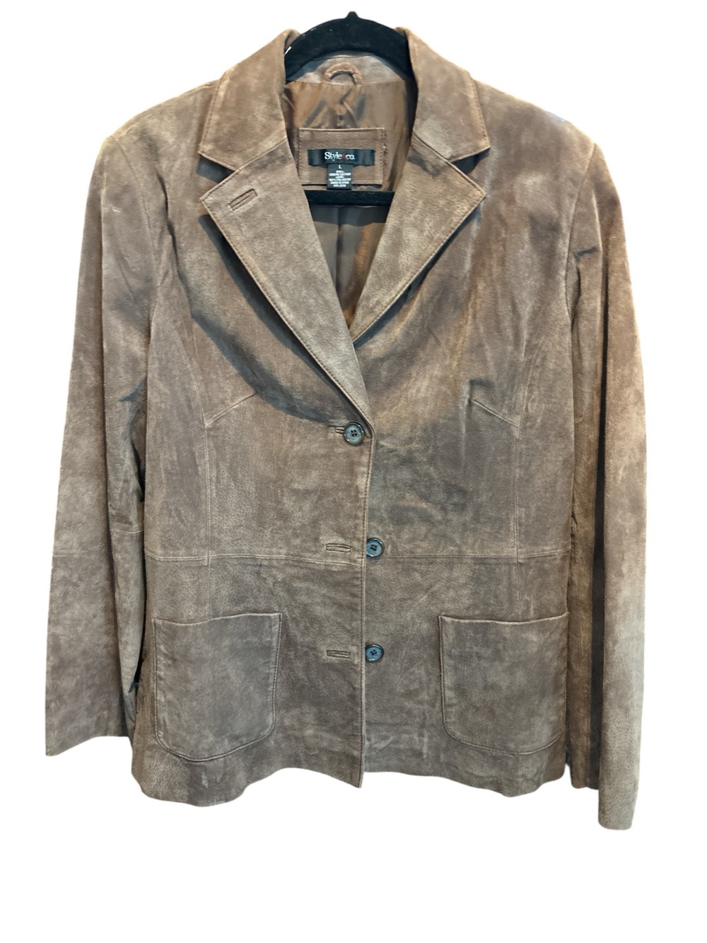 💯 Suede Leather Blazer Chocolate Brown Style & Co. Large Career Closet Staple